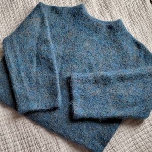 Wool alpaca blue mock neck sweater